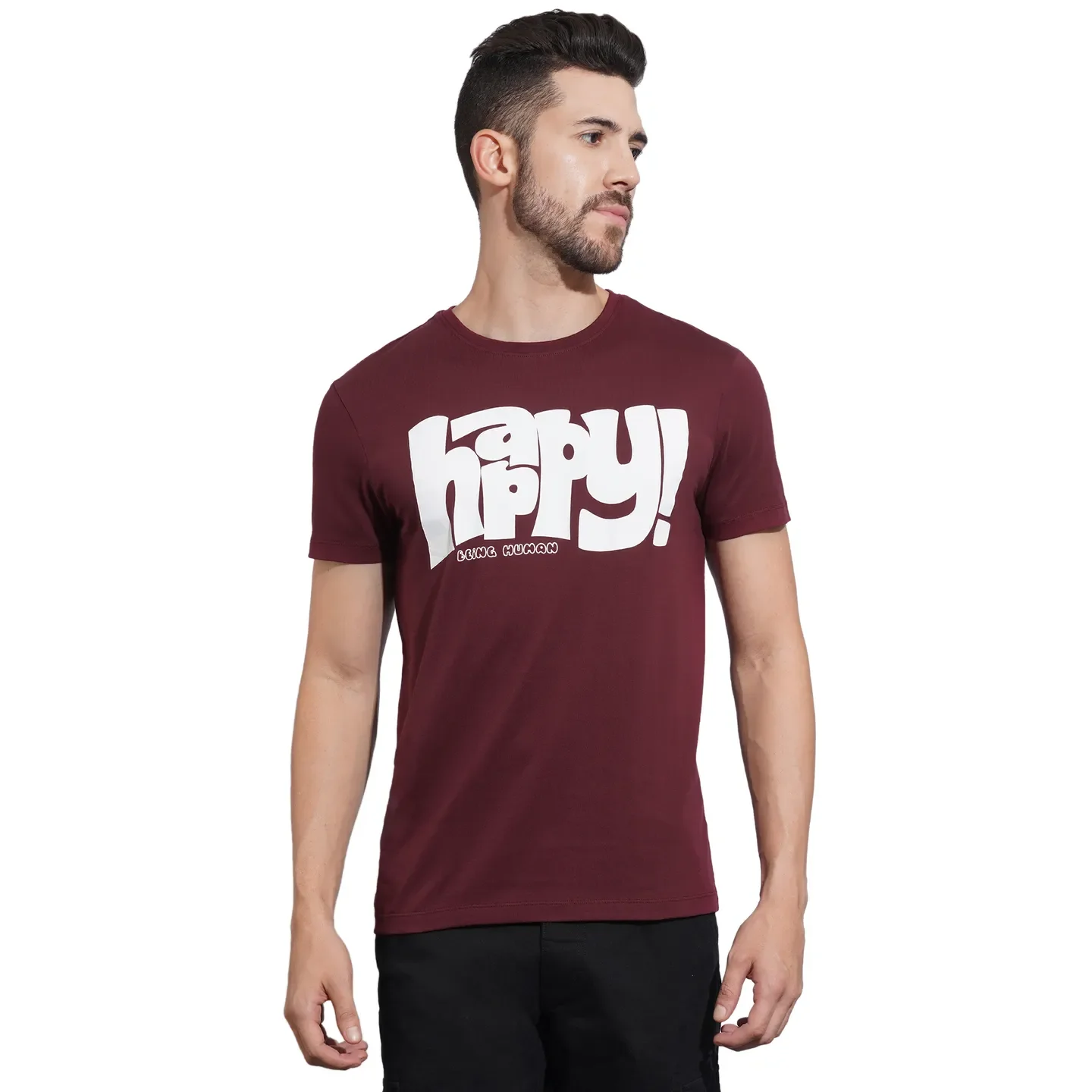 Wine Regular Fit Men's Short Sleeves T-Shirt by Being Human Clothing