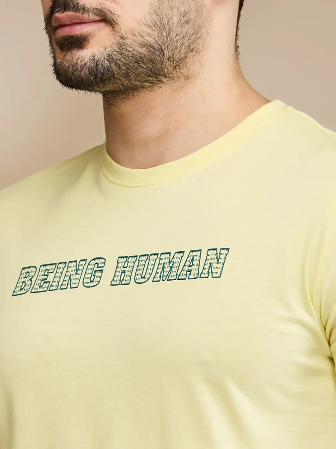 Yellow Regular Fit Men's Short Sleeves T-Shirt by Being Human Clothing - Image 5