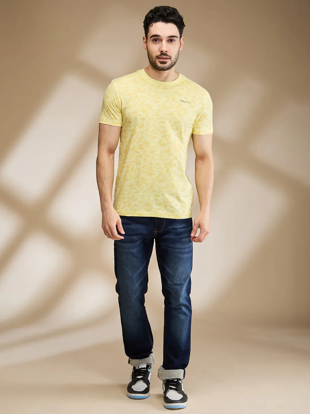 Yellow Regular Fit Men's Short Sleeves T-Shirt by Being Human Clothing - Image 2