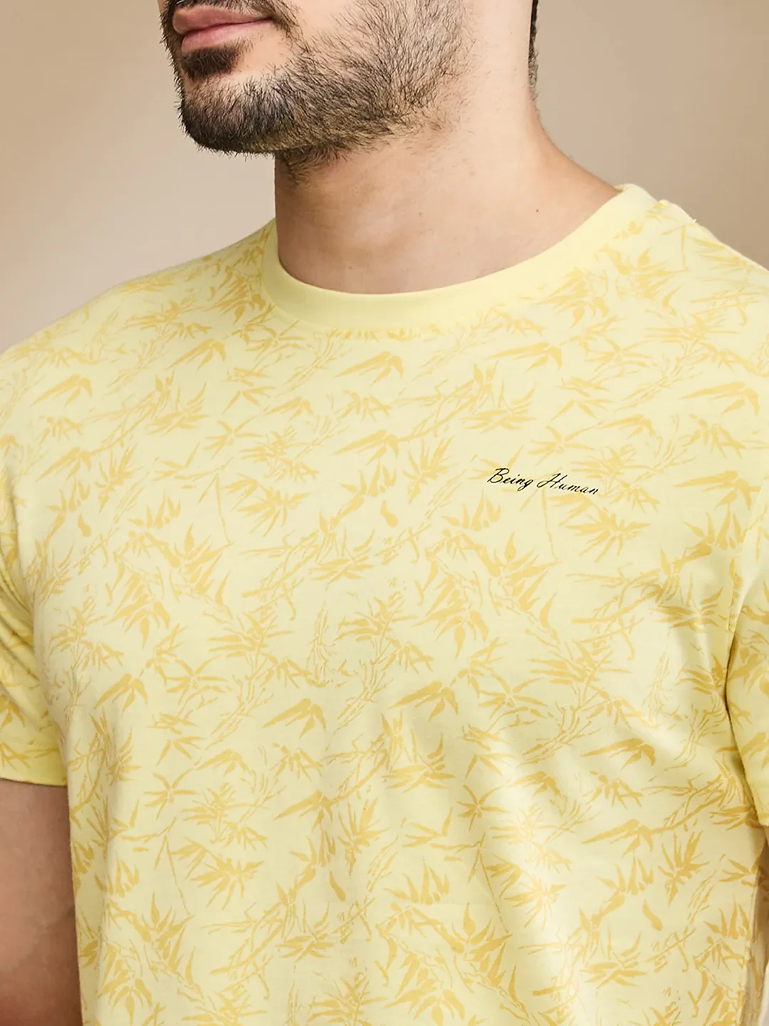 Yellow Regular Fit Men's Short Sleeves T-Shirt by Being Human Clothing - Image 5