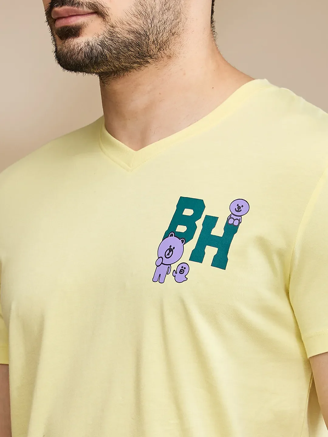 Yellow Regular Fit Round Neck Men's T-Shirt by Being Human Clothing - Image 5