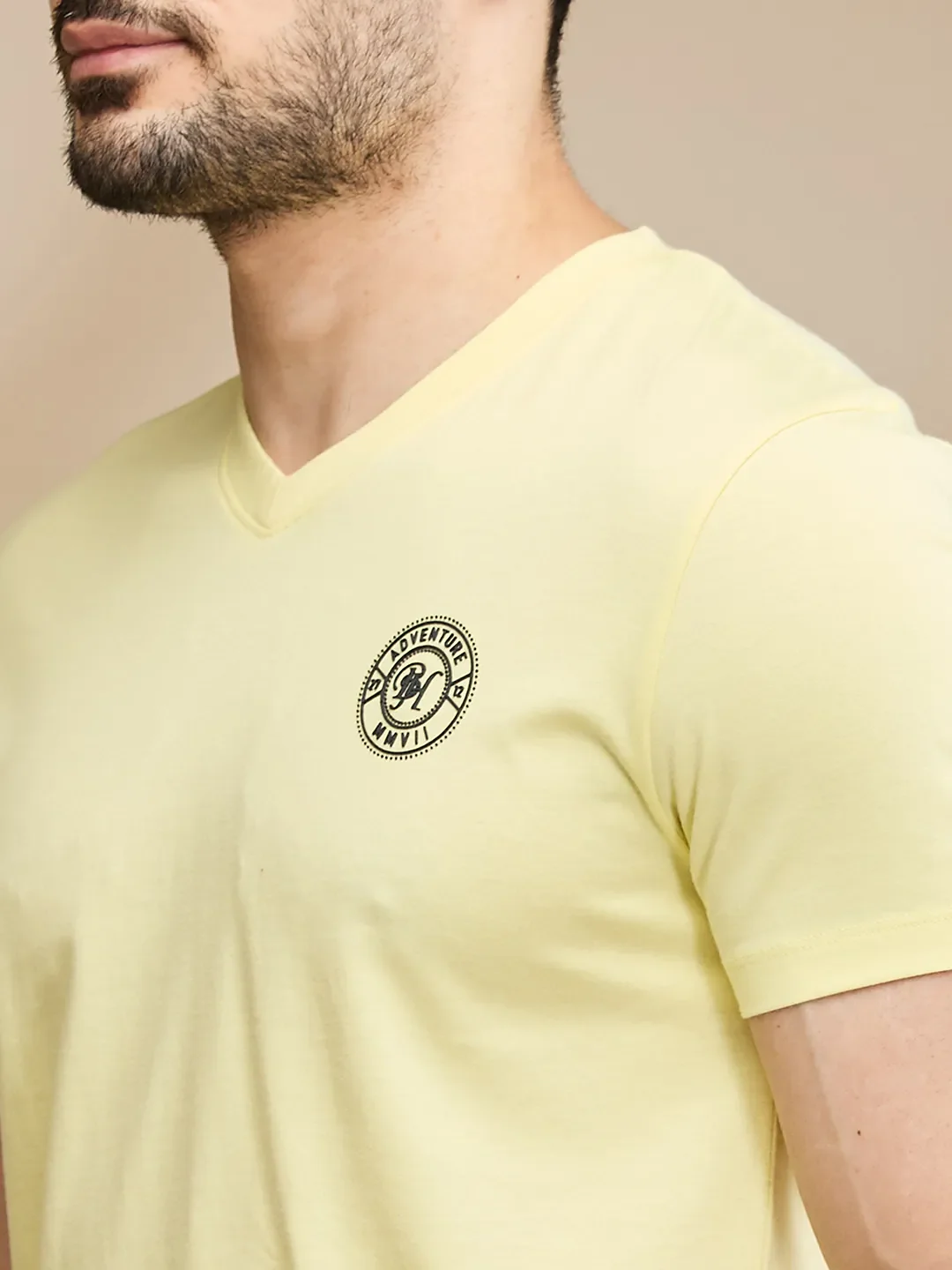 Yellow Regular Fit Men's Short Sleeves T-Shirt by Being Human Clothing - Image 5