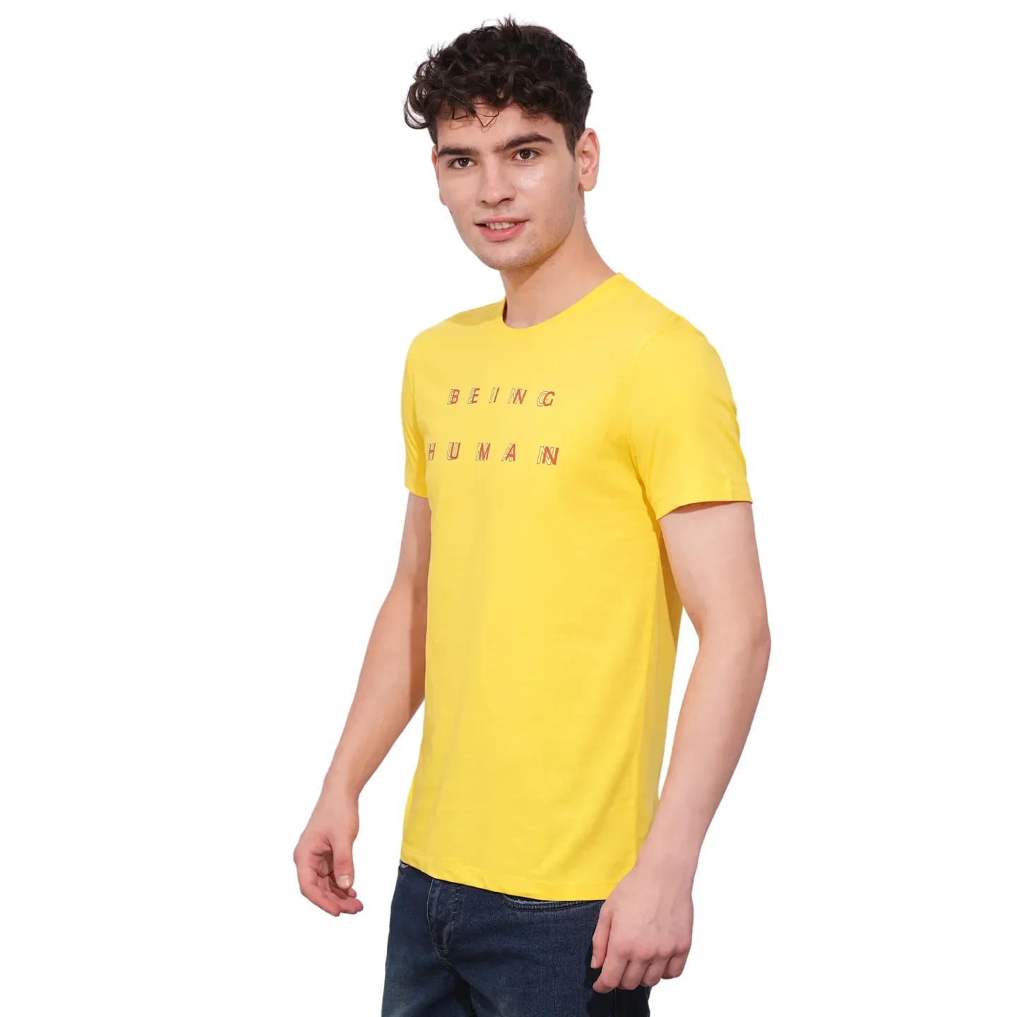Yellow Regular Fit Round Neck Men's T-Shirt by Being Human Clothing - Image 2