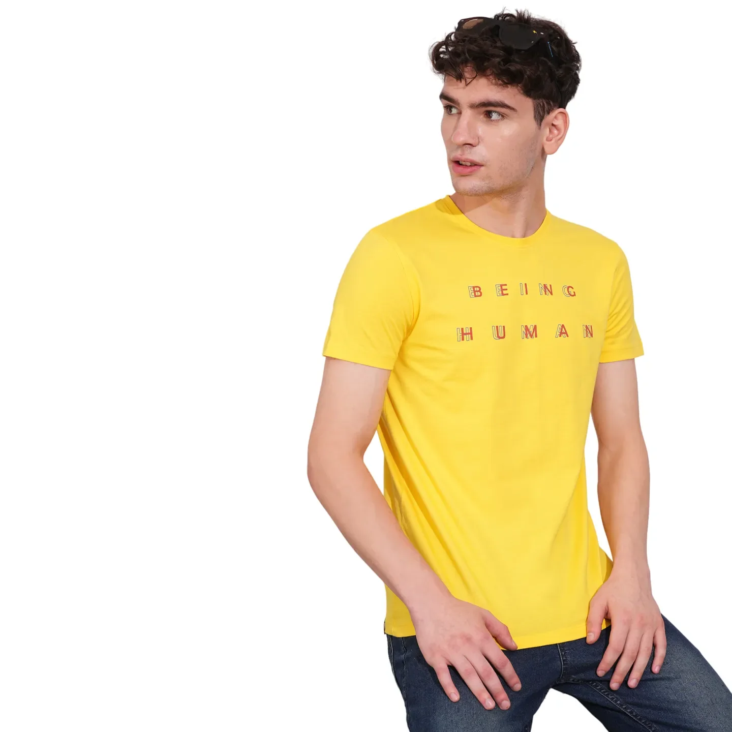 Yellow Regular Fit Round Neck Men's T-Shirt by Being Human Clothing - Image 6