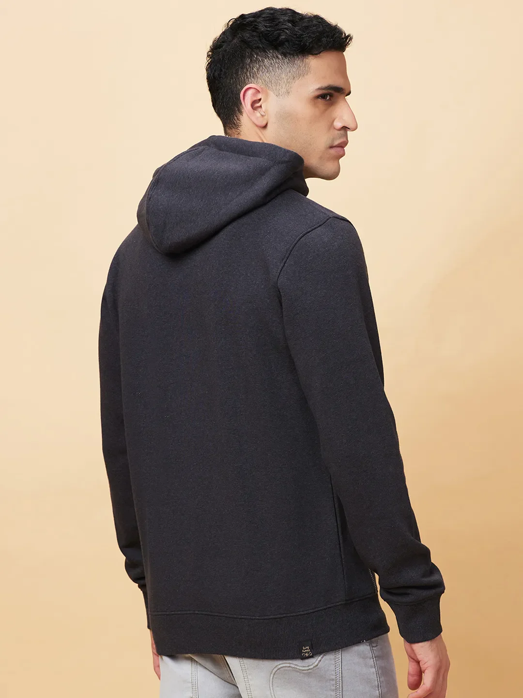 Grey Regular Fit Men's Hoodie by Being Human Clothing - Image 3