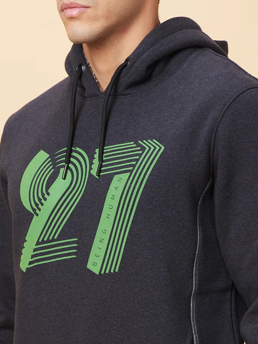 Grey Regular Fit Men's Hoodie by Being Human Clothing - Image 5