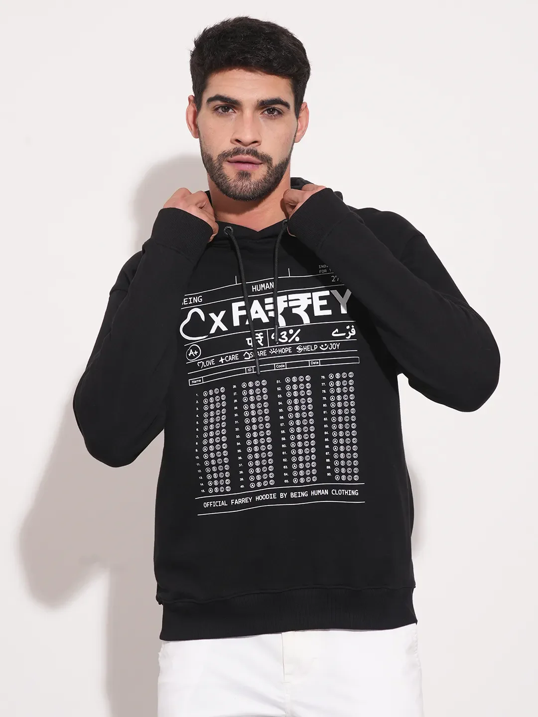 Black Regular Fit  Long Sleeves Men's Hoodie by Being Human Clothing