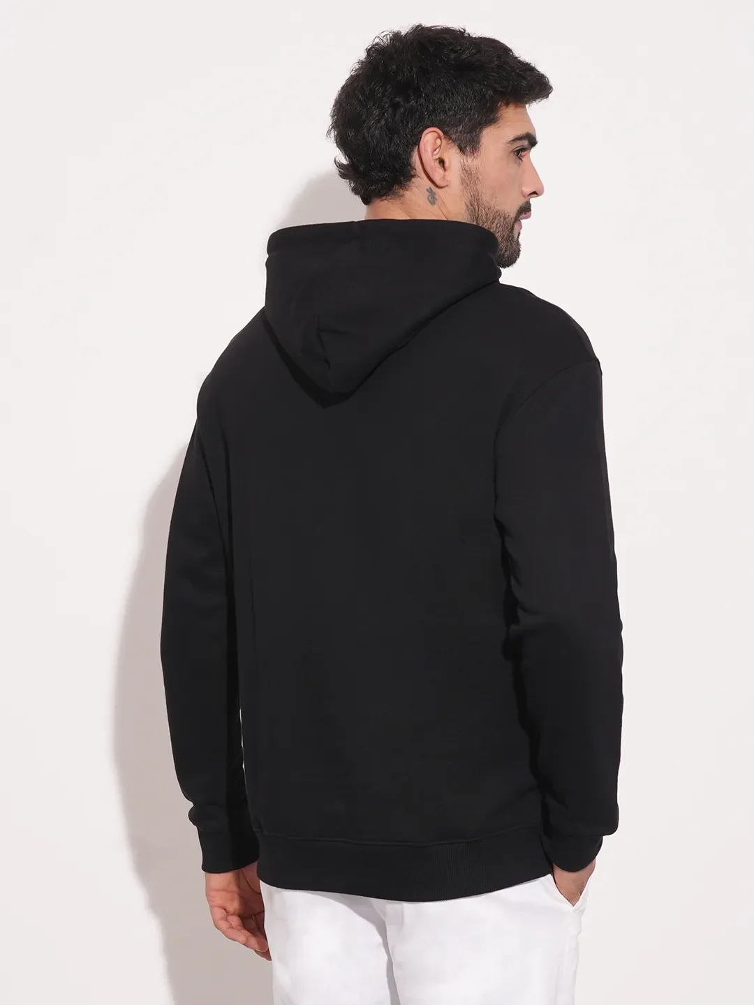 Black Regular Fit  Long Sleeves Men's Hoodie by Being Human Clothing - Image 5