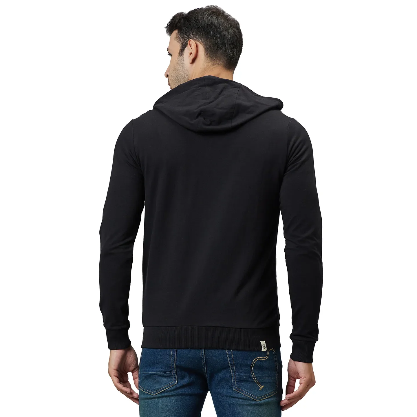 Black Regular Fit Long Sleeves Men's Hoodie by Being Human Clothing - Image 3