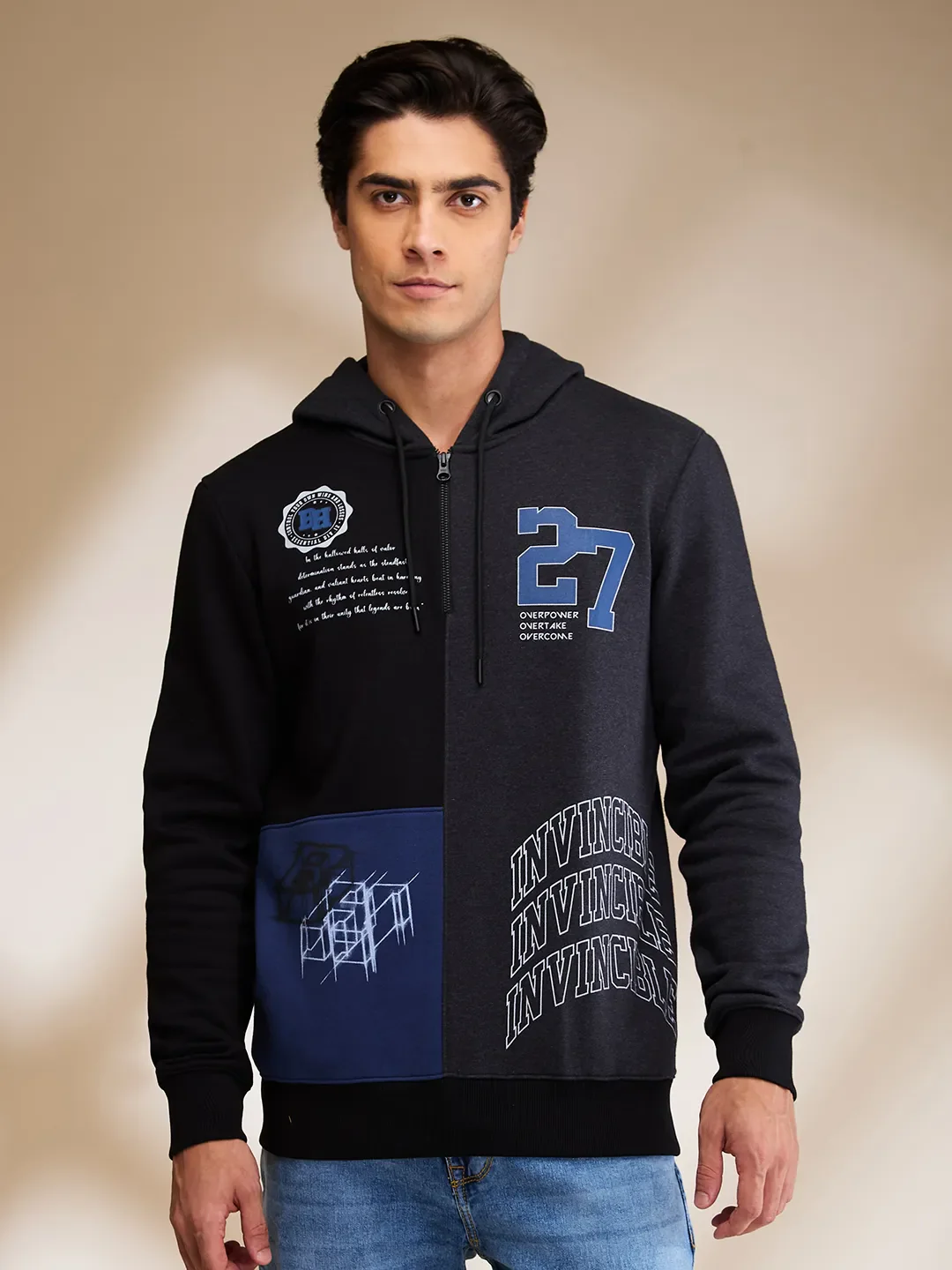 Black Regular Fit Long Sleeves Men's Hoodie by Being Human Clothing