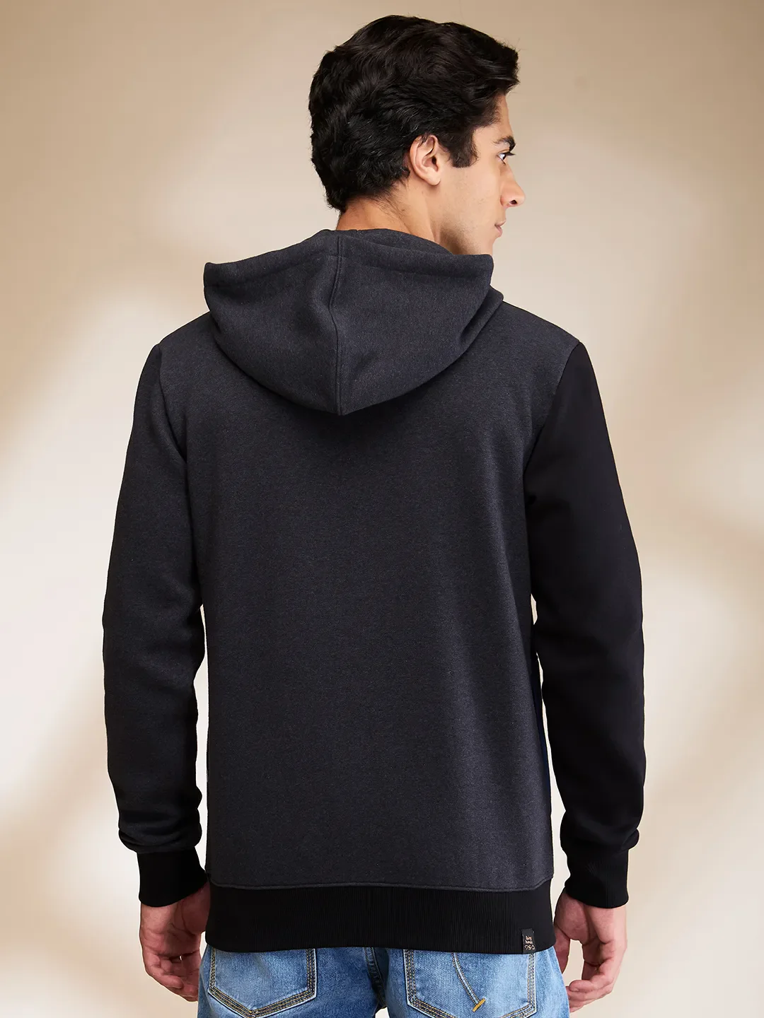 Black Regular Fit Long Sleeves Men's Hoodie by Being Human Clothing - Image 3