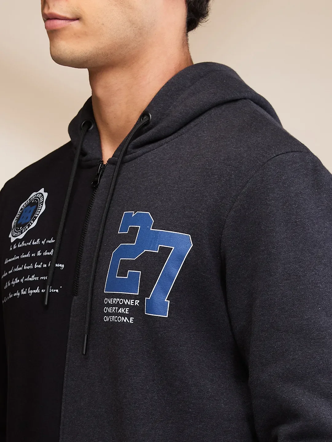 Black Regular Fit Long Sleeves Men's Hoodie by Being Human Clothing - Image 5