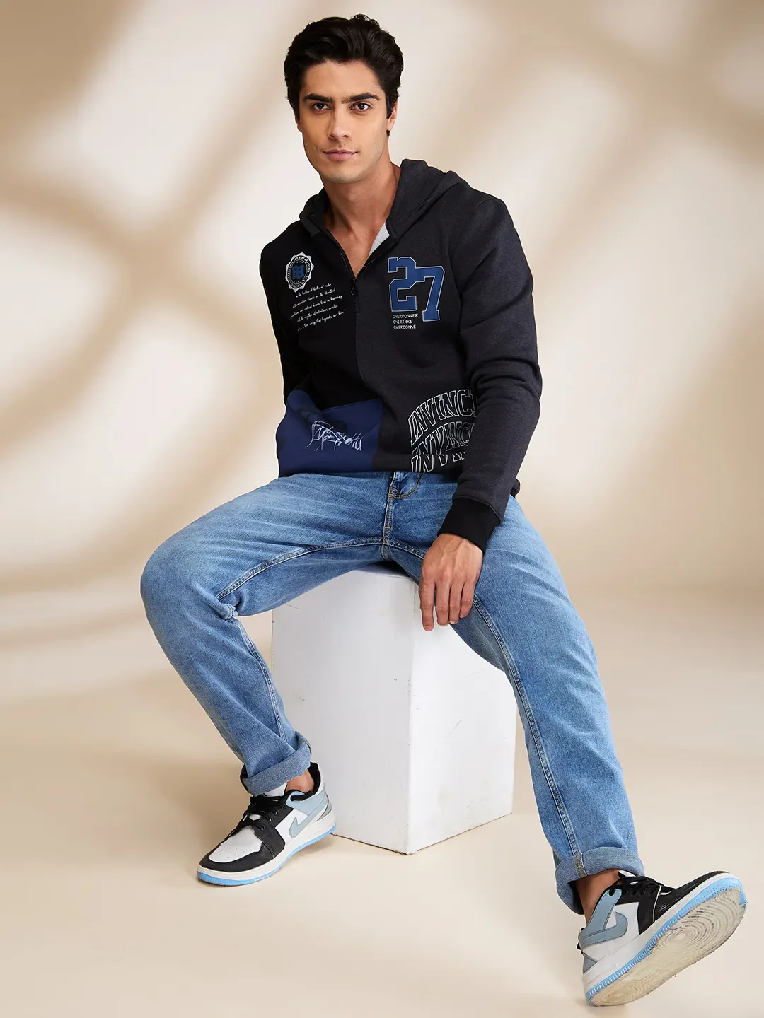 Black Regular Fit Long Sleeves Men's Hoodie by Being Human Clothing - Image 6