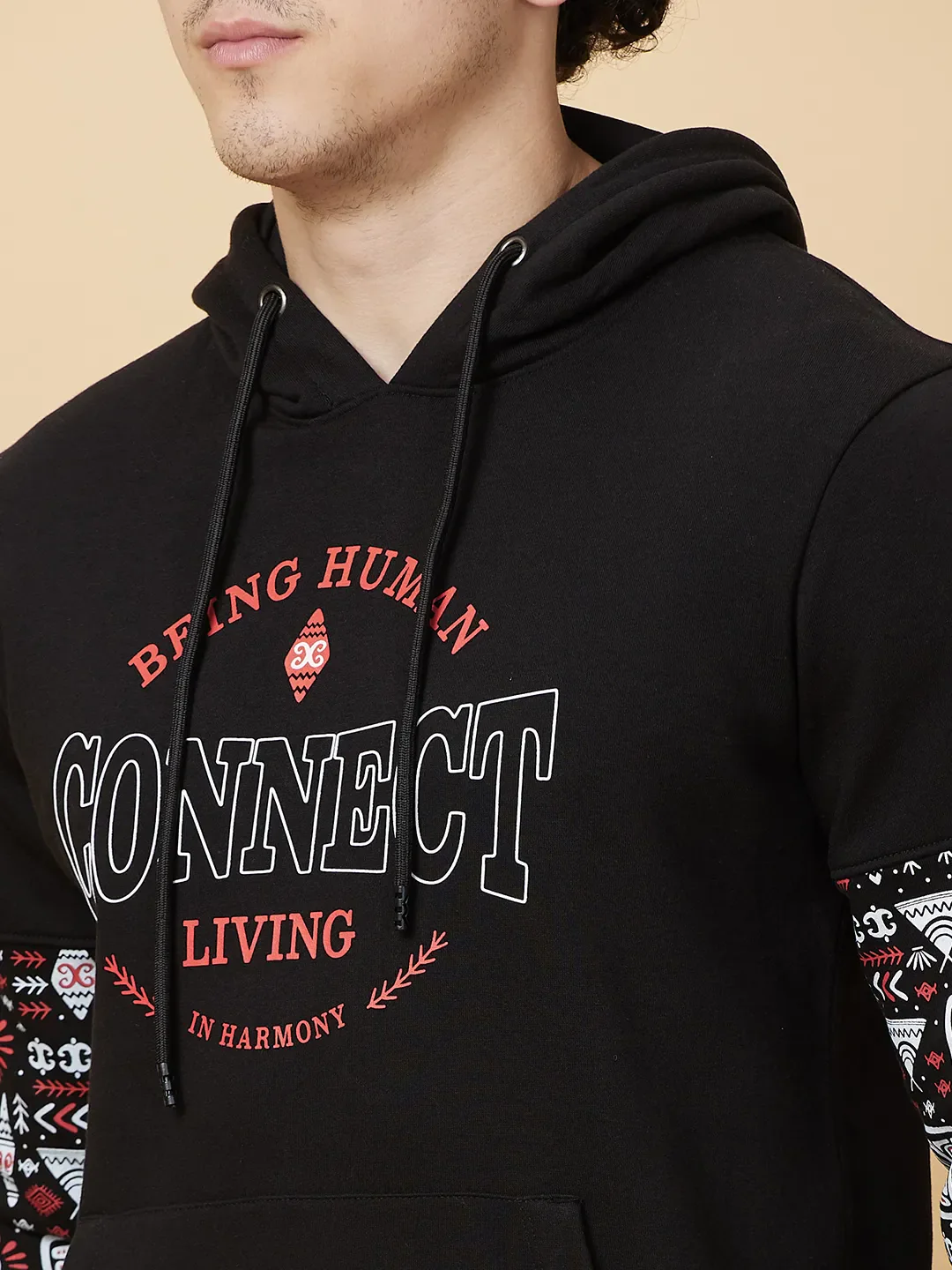 Black Regular Fit Hoodie by Being Human Clothing - Image 5