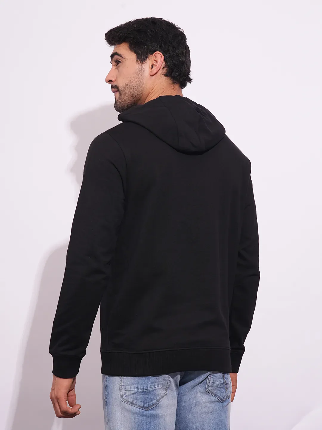 Black Regular Fit Long Sleeves Men's Hoodie by Being Human Clothing - Image 3