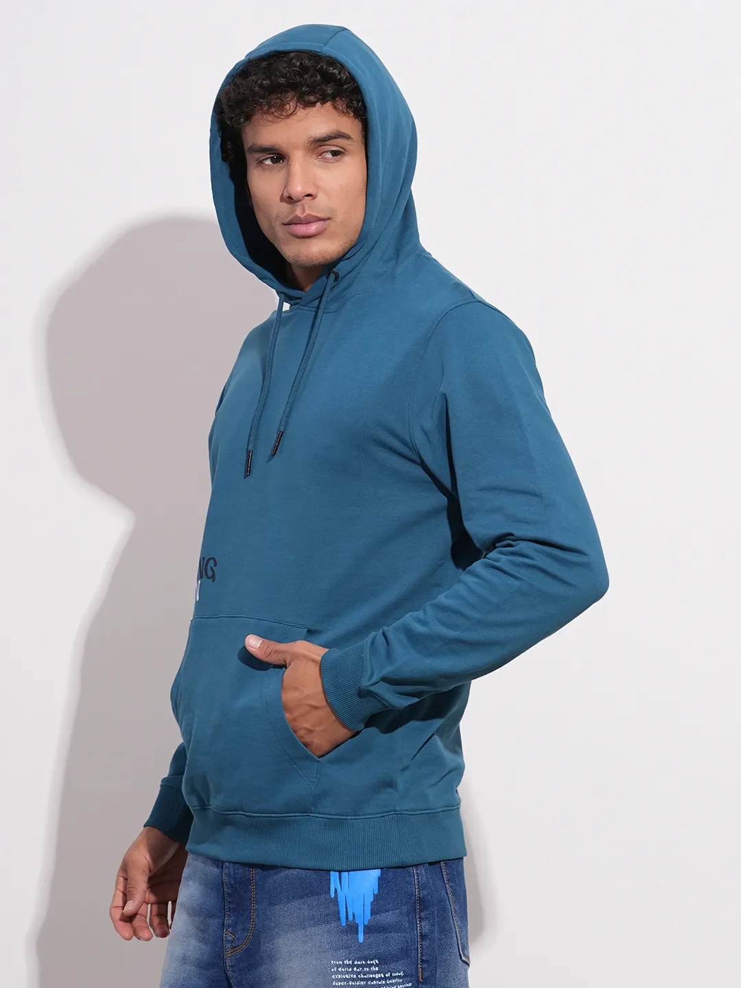 Blue Regular Fit Long Sleeves Men's Hoodie by Being Human Clothing - Image 2