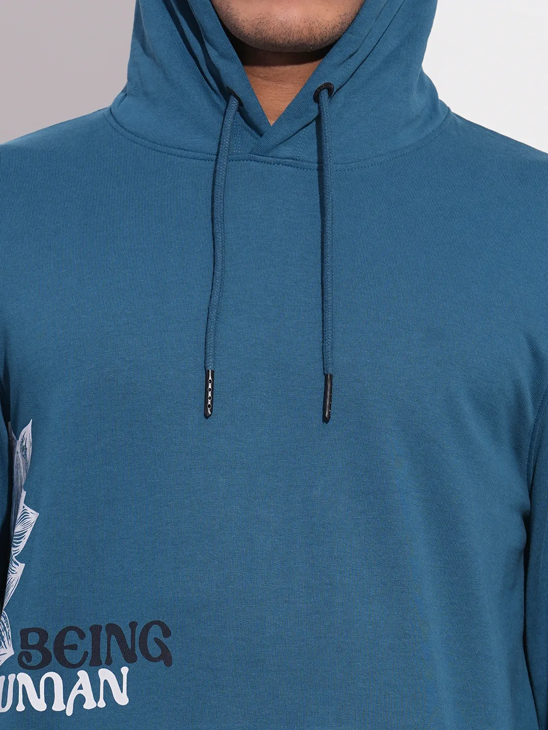 Blue Regular Fit Long Sleeves Men's Hoodie by Being Human Clothing - Image 5
