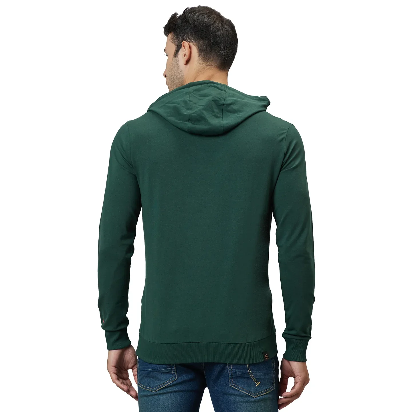 Bottle Green Regular Fit Men's Hoodie by Being Human Clothing - Image 3