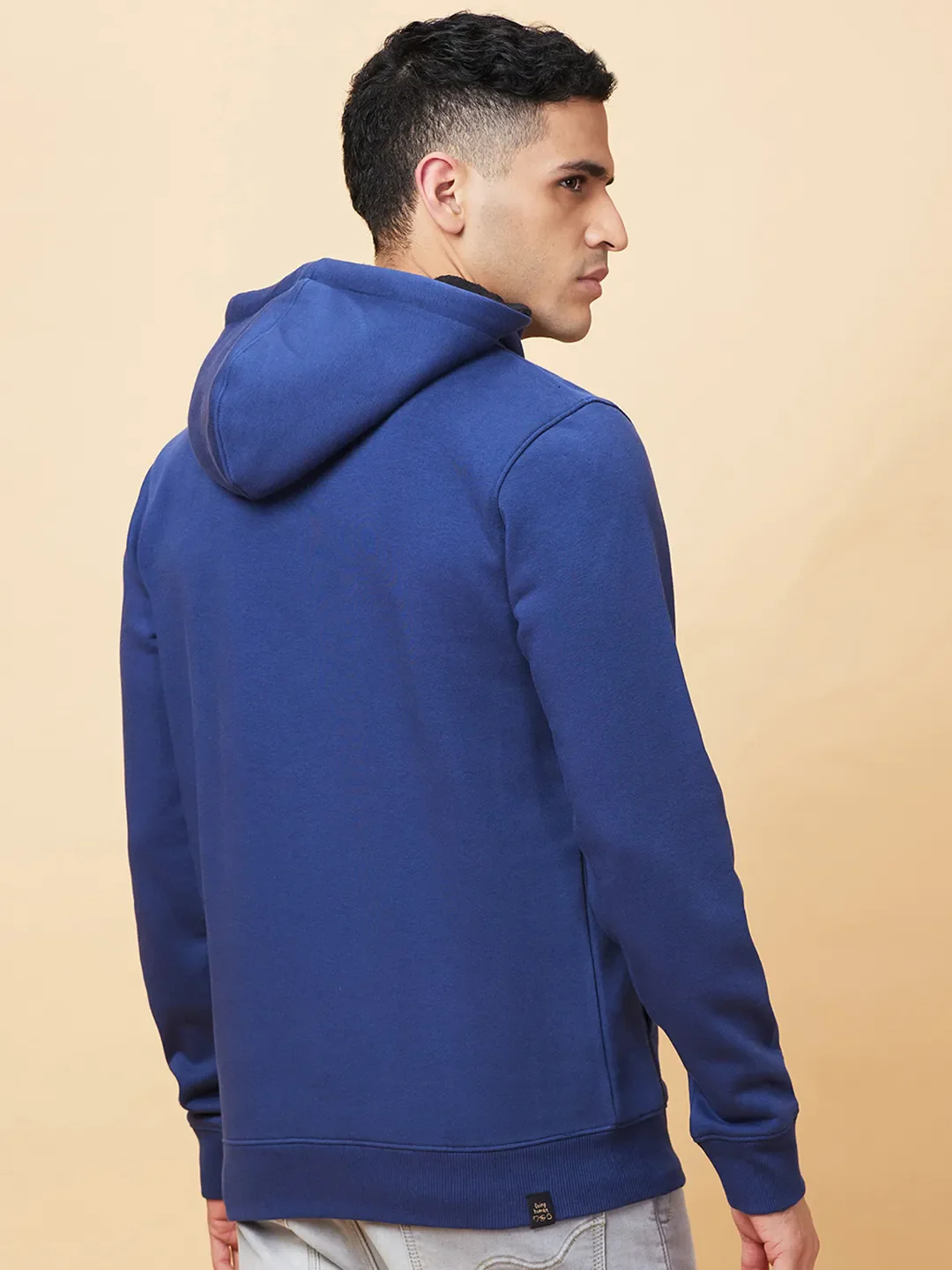 Blue Regular Fit Men's Hoodie by Being Human Clothing - Image 3