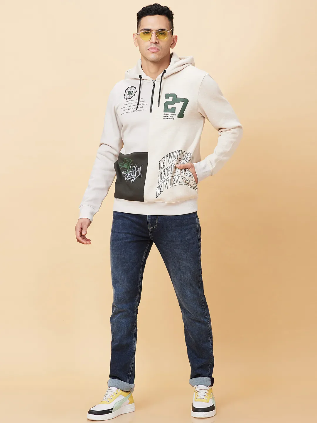 Grey Regular Fit Men's Hoodie by Being Human Clothing - Image 6