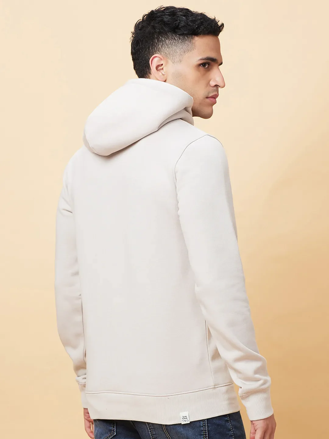 Grey Regular Fit Men's Hoodie by Being Human Clothing - Image 3