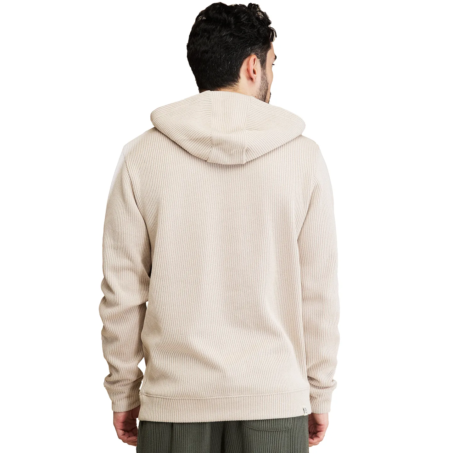 Beige Regular Fit  Long Sleeves Men's Hoodie by Being Human Clothing - Image 3