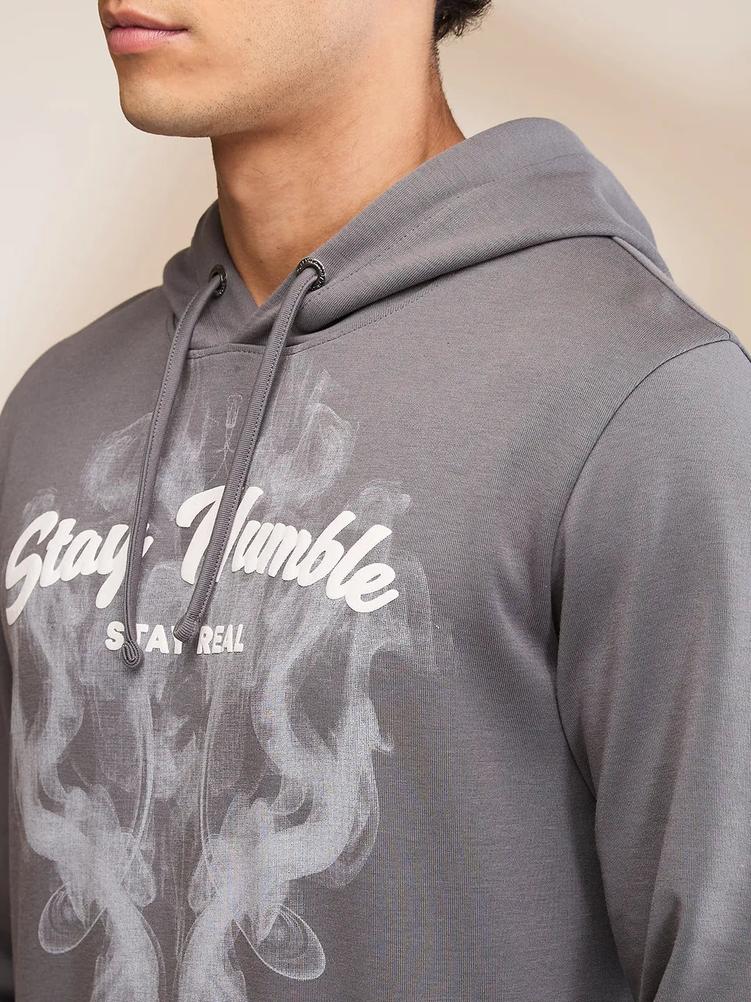 Grey Regular Fit Men's Hoodie by Being Human Clothing - Image 5