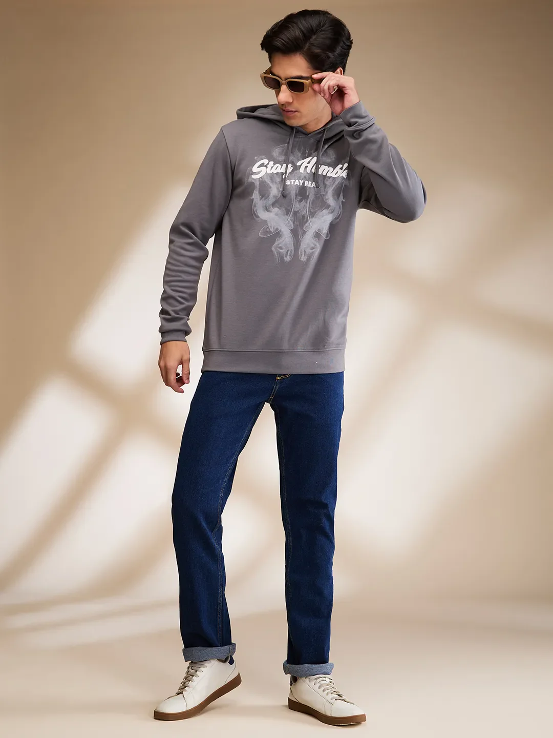 Grey Regular Fit Men's Hoodie by Being Human Clothing - Image 6