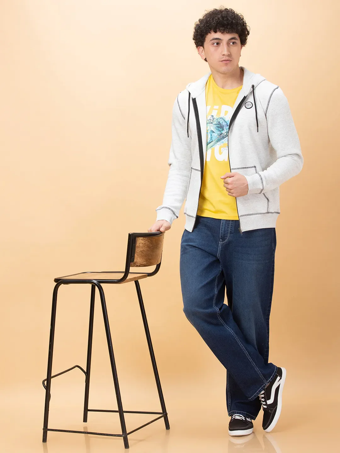 Grey Regular Fit Men's Hoodie by Being Human Clothing - Image 6