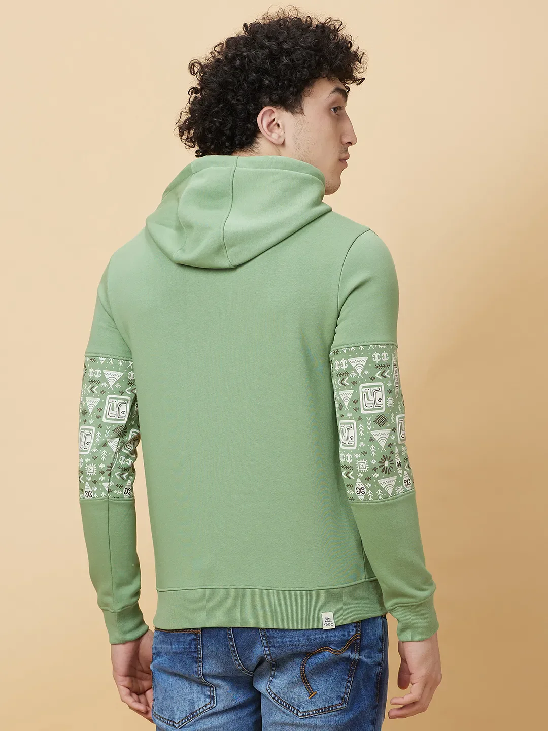 Green Regular Fit  Long Sleeves Men's Hoodie by Being Human Clothing - Image 3