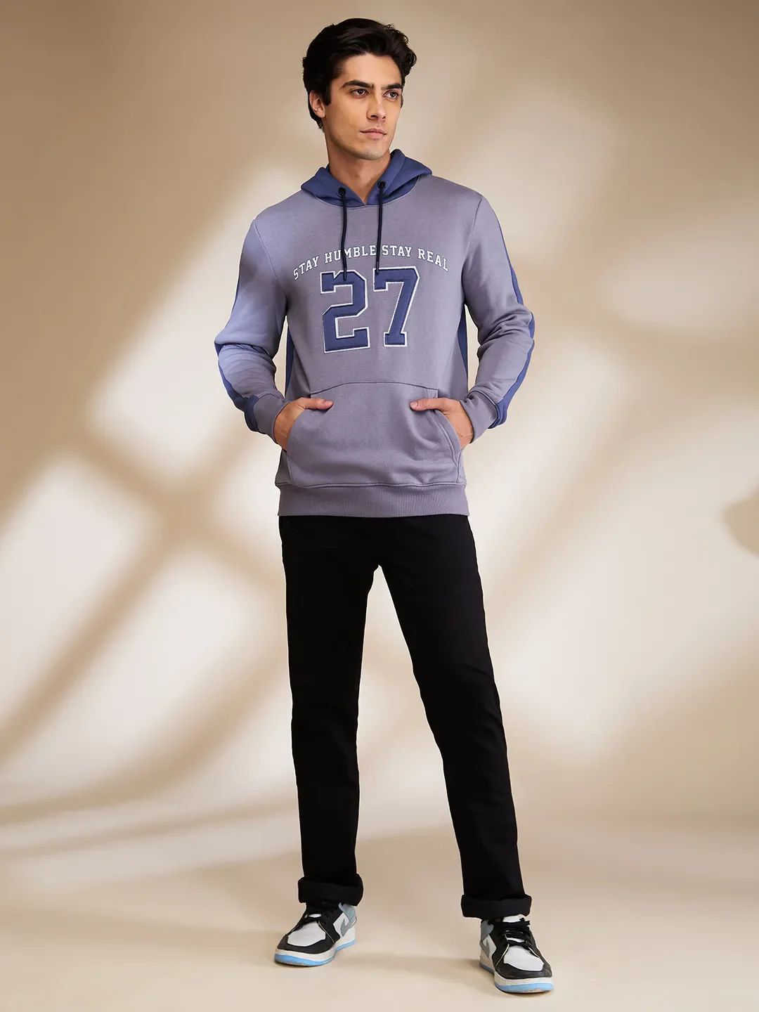 Grey Regular Fit Men's Hoodie by Being Human Clothing - Image 2