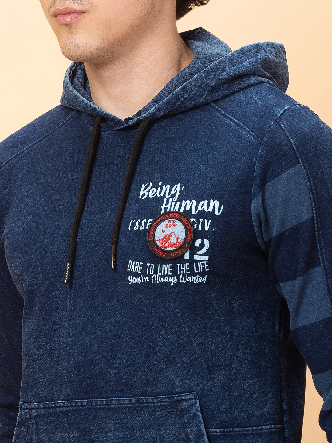 Indigo Regular Fit Men's Hoodie by Being Human Clothing - Image 5