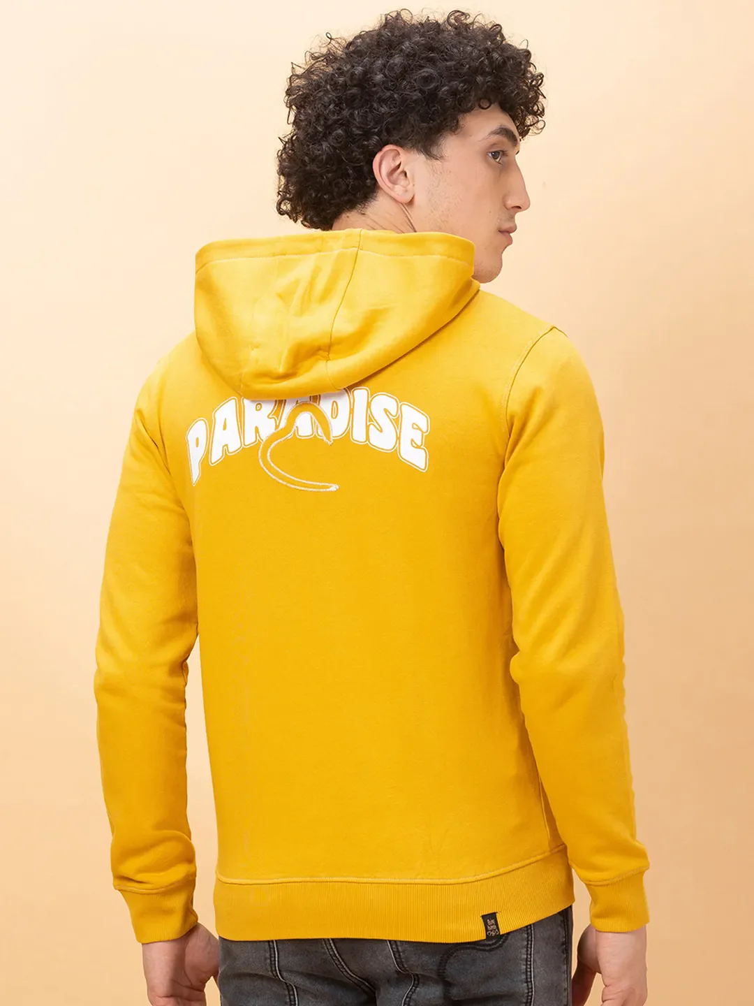 Yellow Regular Fit Long Sleeves Men's Hoodie by Being Human Clothing - Image 3