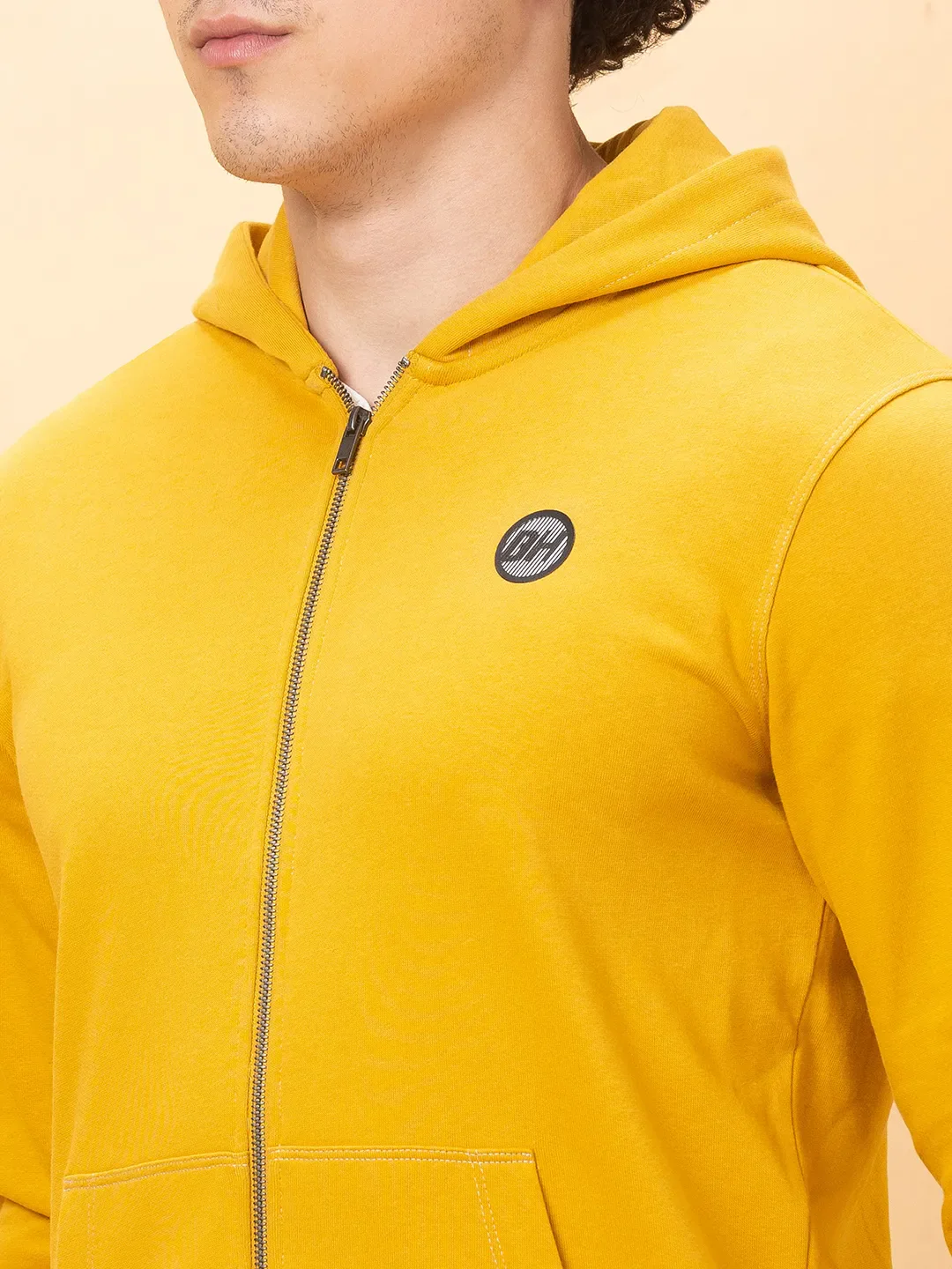 Yellow Regular Fit Long Sleeves Men's Hoodie by Being Human Clothing - Image 5