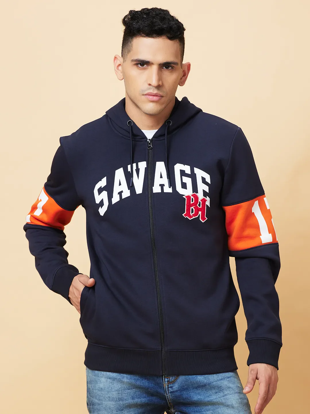 Navy Regular Fit Men's Hoodie by Being Human Clothing