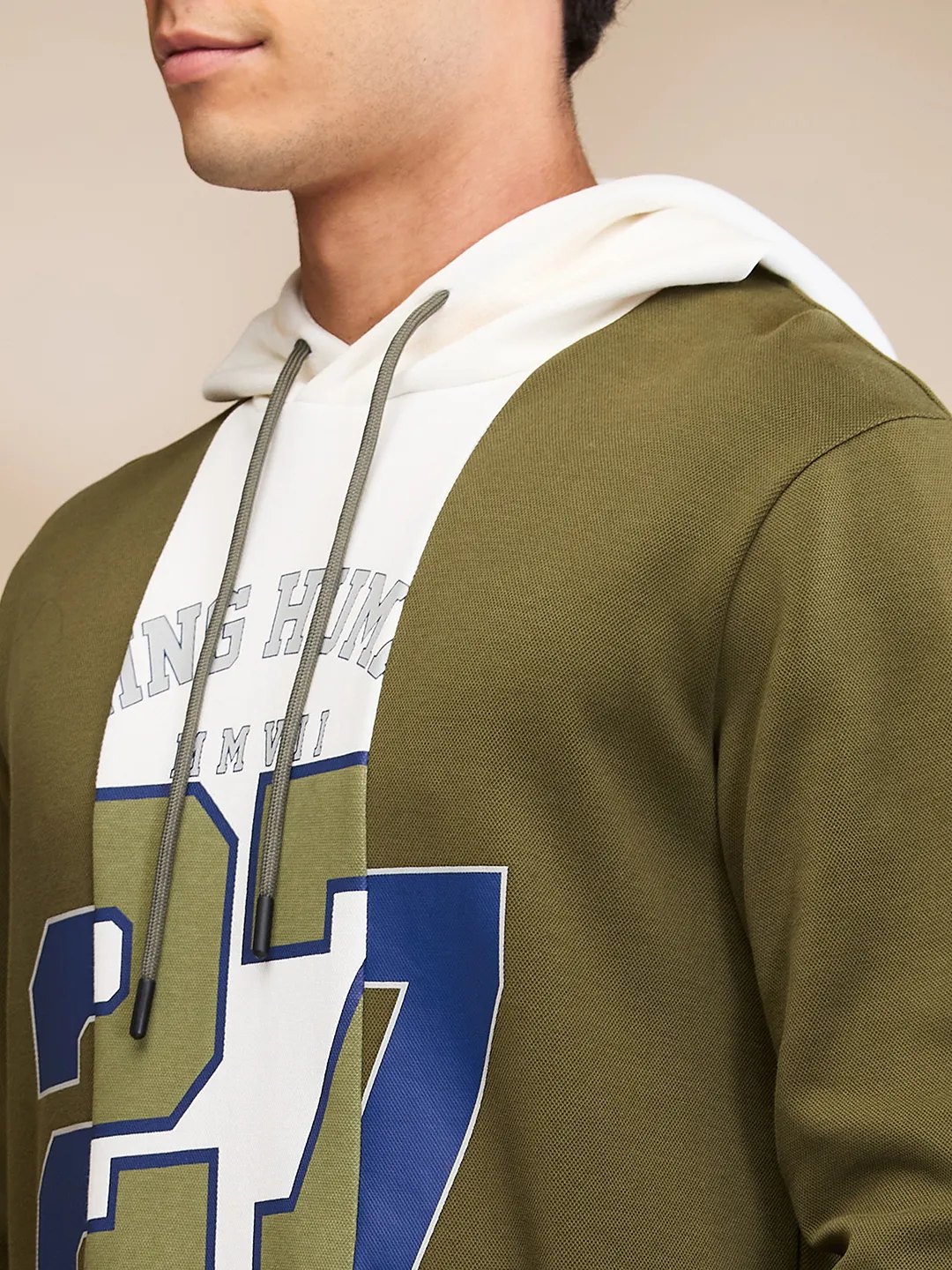 Olive Regular Fit Men's Hoodie by Being Human Clothing - Image 5