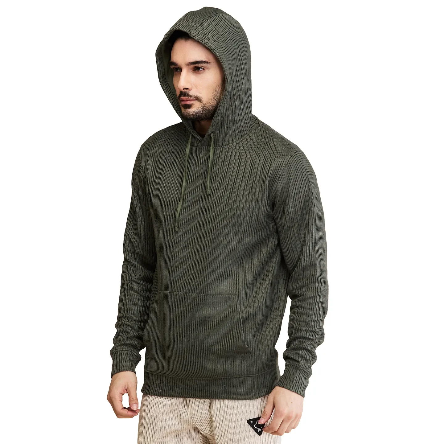 Olive Regular Fit Men's Hoodie by Being Human Clothing - Image 4