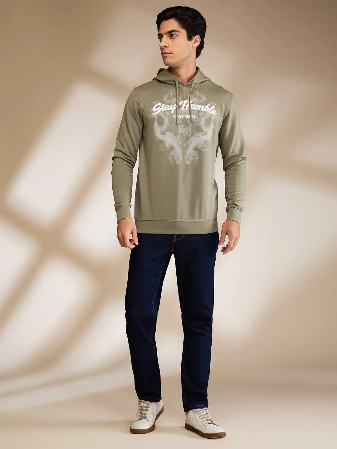 Olive Regular Fit Men's Hoodie by Being Human Clothing - Image 2