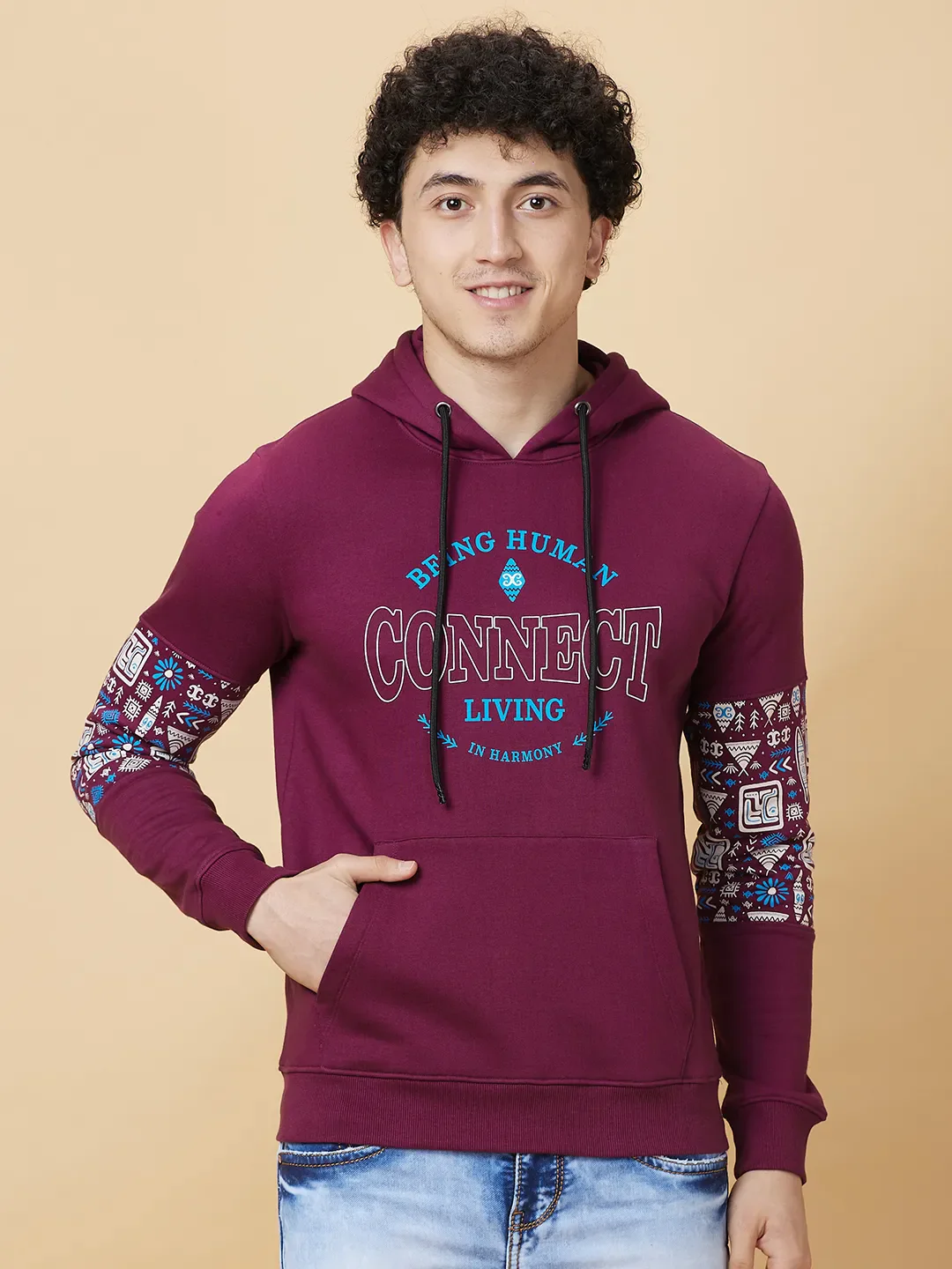 Purple Regular Fit Men's Hoodie by Being Human Clothing