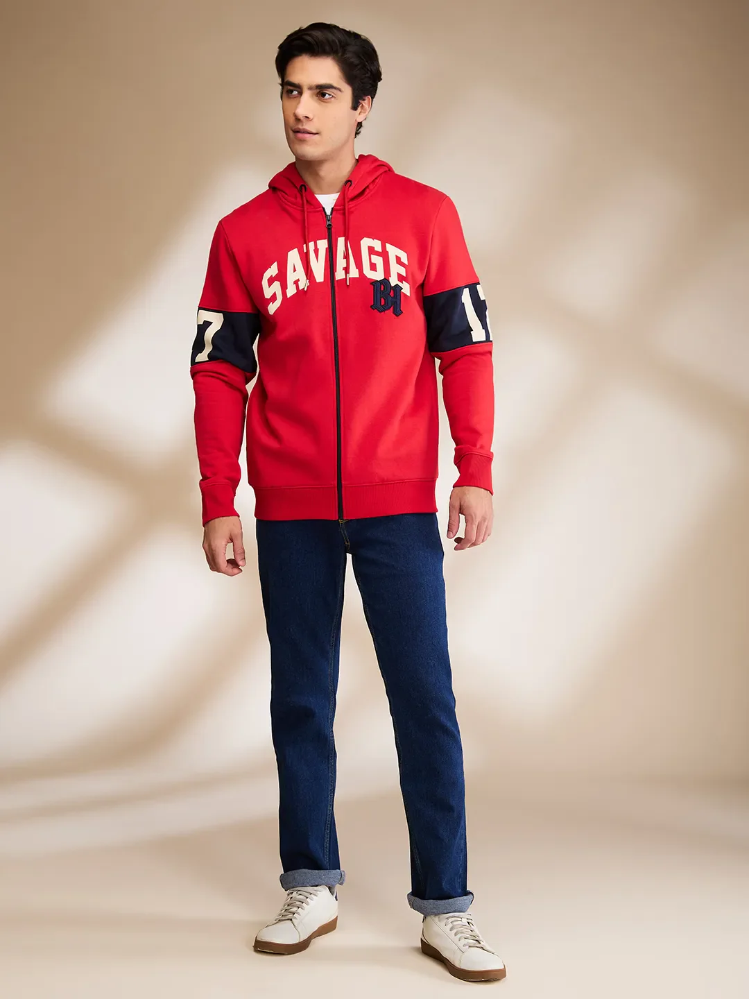 Red Regular Fit Men's Hoodie by Being Human Clothing - Image 2