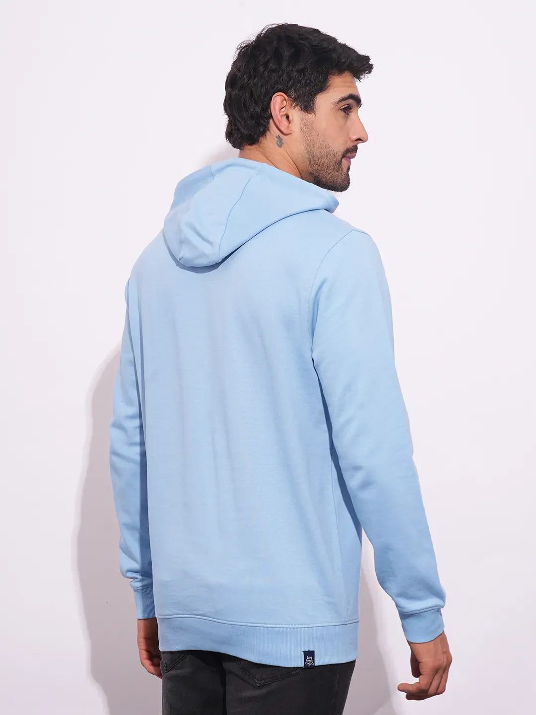 Blue Regular Fit  Long Sleeves Men's Hoodie by Being Human Clothing - Image 3