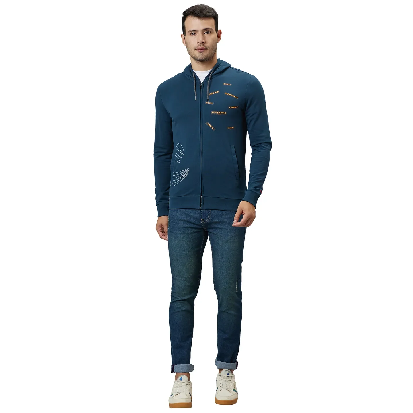 Green Regular Fit  Long Sleeves Men's Hoodie by Being Human Clothing - Image 2
