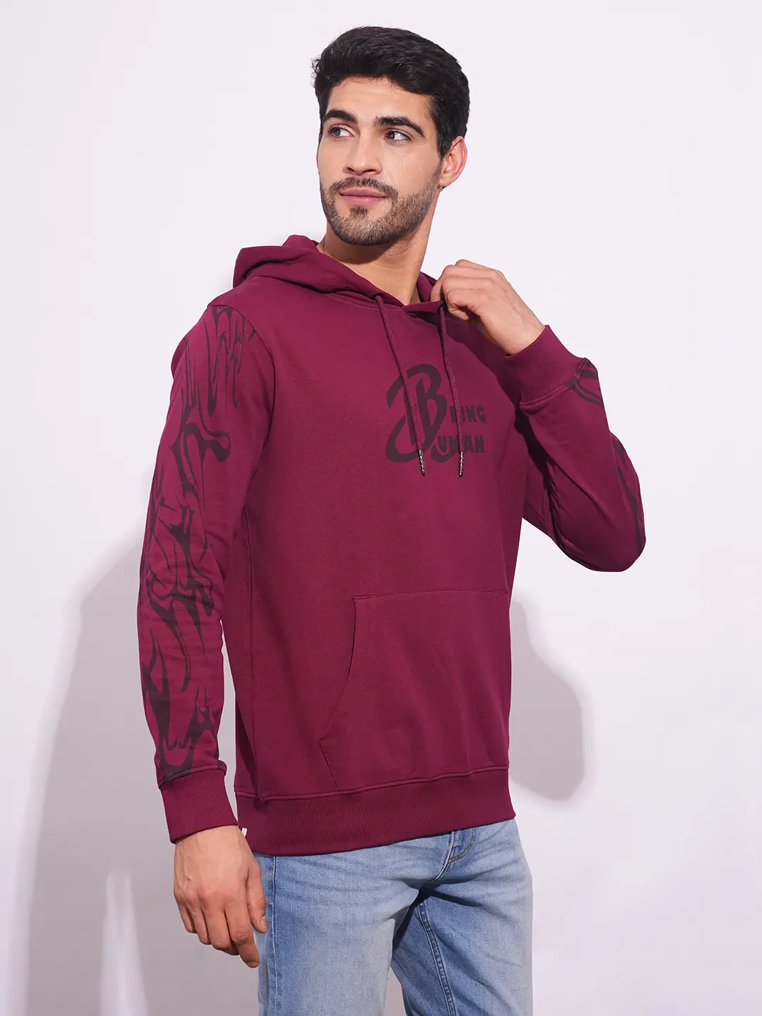 Red Regular Fit  Long Sleeves Men's Hoodie by Being Human Clothing - Image 2