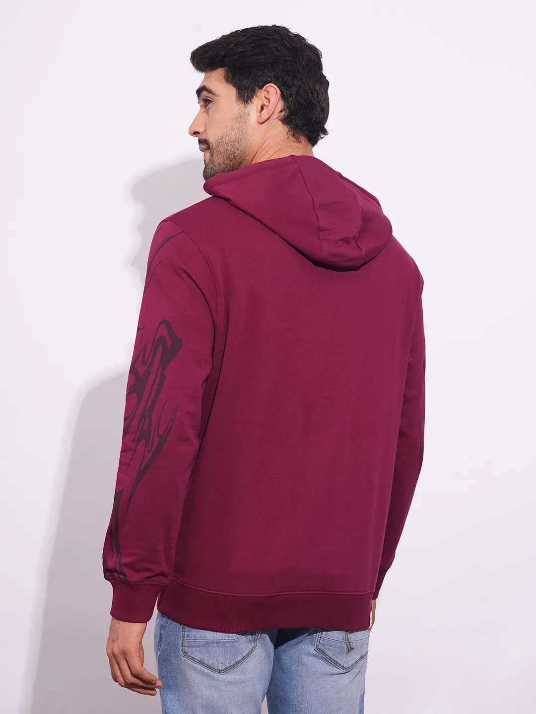 Red Regular Fit  Long Sleeves Men's Hoodie by Being Human Clothing - Image 3