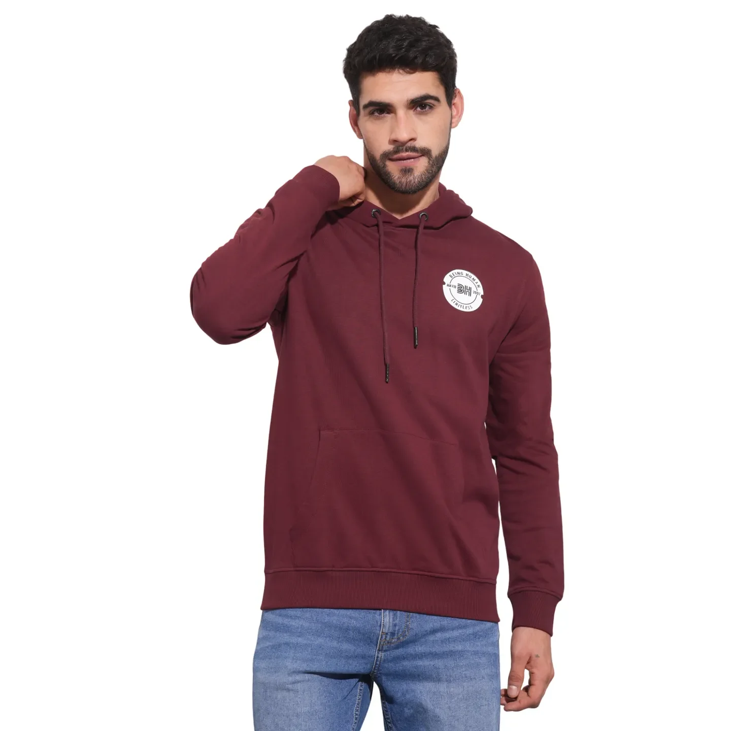 Red Regular Fit Long Sleeves Men's Hoodie by Being Human Clothing