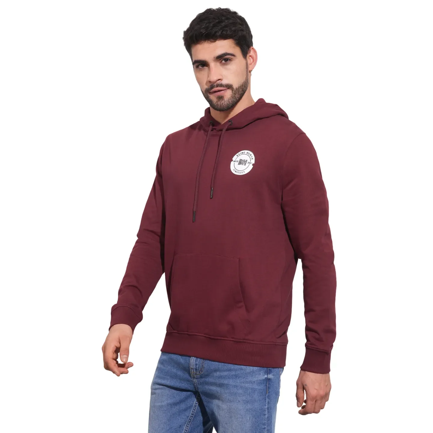 Red Regular Fit Long Sleeves Men's Hoodie by Being Human Clothing - Image 4
