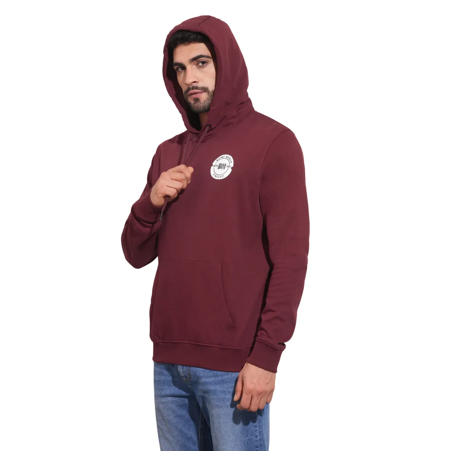 Red Regular Fit Long Sleeves Men's Hoodie by Being Human Clothing - Image 8