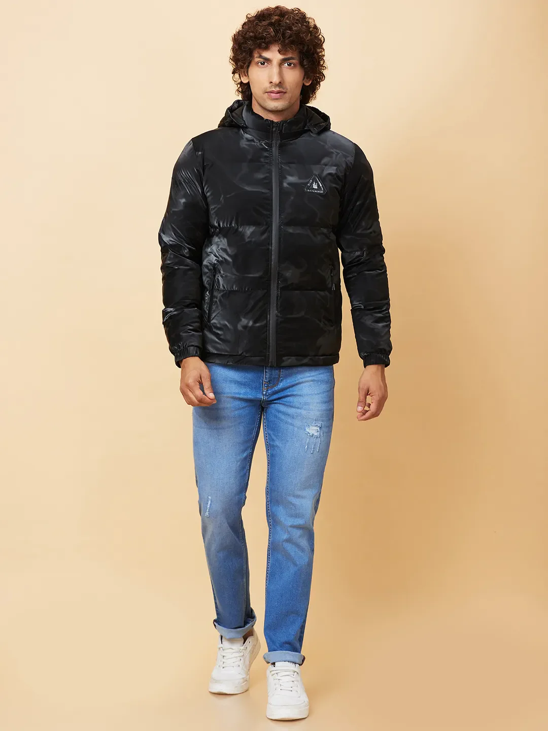 Black Regular Fit Men's Jacket by Being Human Clothing - Image 2