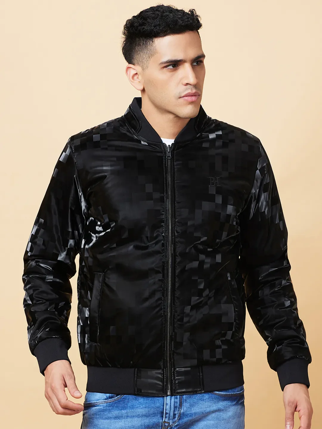 Black Regular Fit Men's Jacket by Being Human Clothing