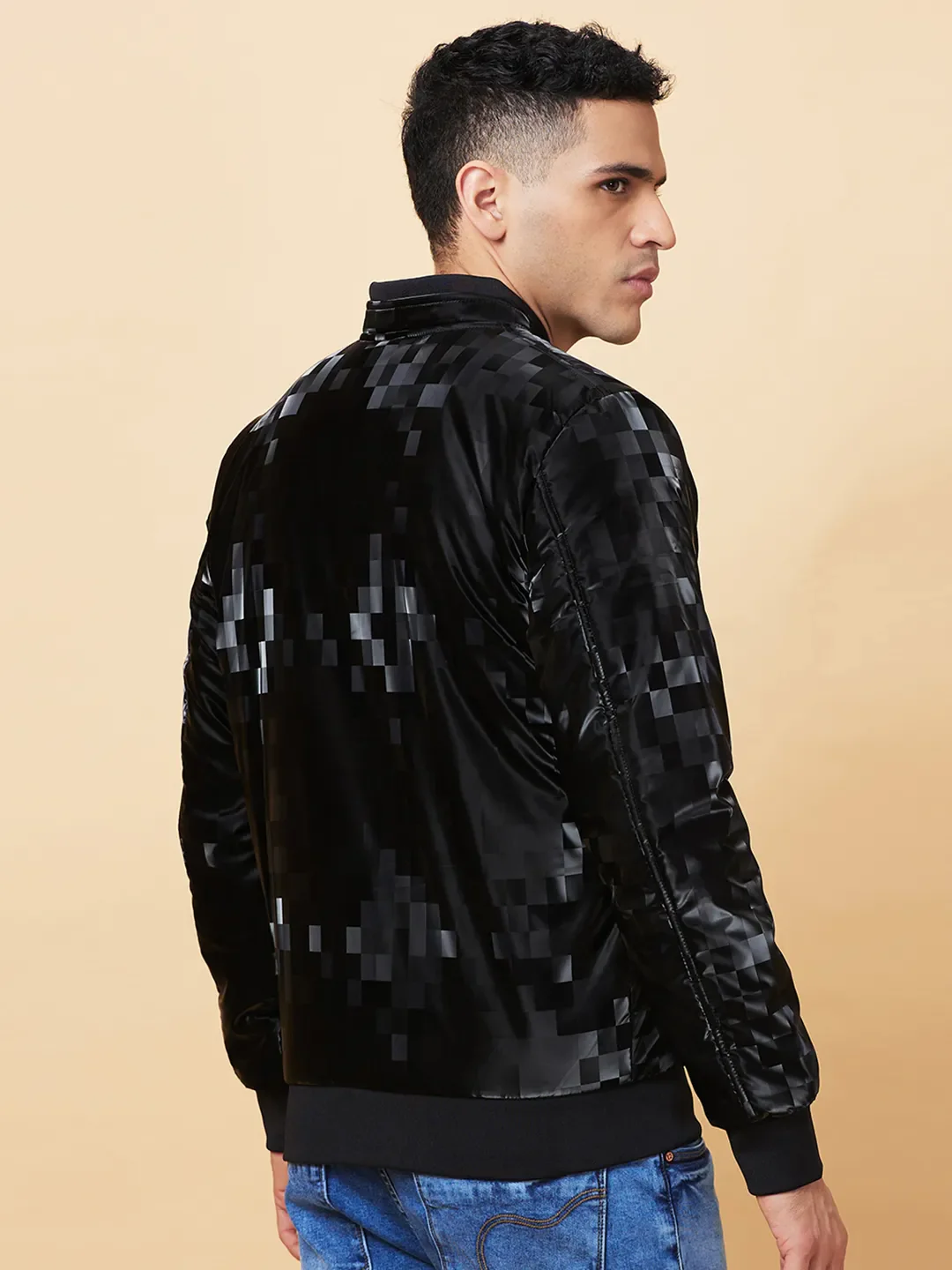 Black Regular Fit Men's Jacket by Being Human Clothing - Image 3